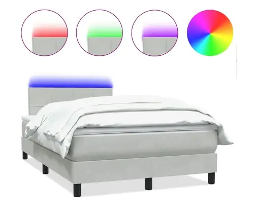 Atsperu Gulta Ar Matraci, Led, Gaiši Pelēka Samts, 120X210 Cm Vidaxl