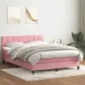 Atsperu Gulta Ar Matraci, Led, Rozā Samts, 140X210 Cm Vidaxl