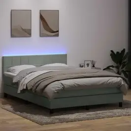 Lova Su Spyruokliniu/Čiužiniu/Led, Šviesiai Pilka, 160X210 cm Aksomas