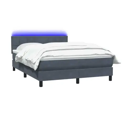 Atsperu Gulta Ar Matraci, Led, Tumši Pelēka Samts, 160X210 Cm Vidaxl