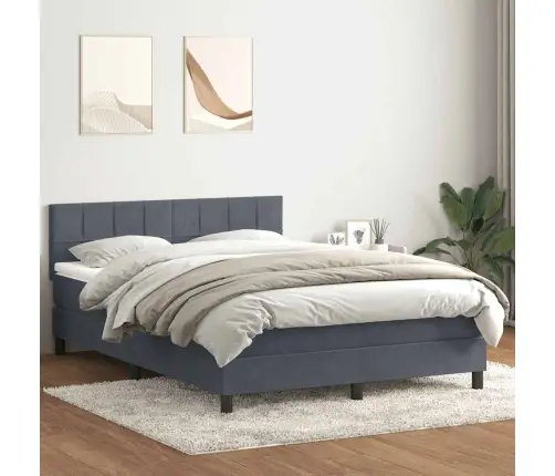Atsperu Gulta Ar Matraci, Led, Tumši Pelēka Samts, 160X210 Cm Vidaxl