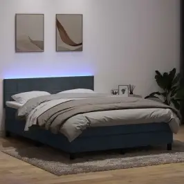 Atsperu Gulta Ar Matraci, Led, Tumši Pelēka Samts, 160X210 Cm Vidaxl
