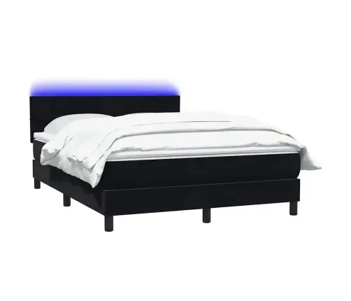 Atsperu Gulta Ar Matraci, Led, Melna Samts, 160X210 Cm Vidaxl