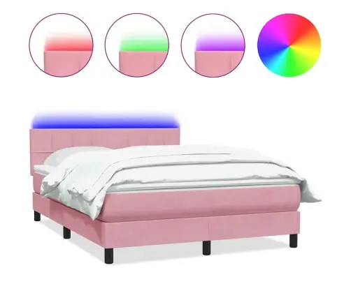 Kontinentaalvoodi Madrats Ja Led, Roosa, 160X210 cm Samet