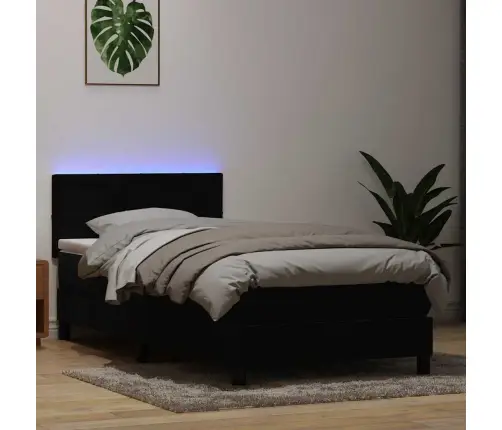 Lova Su Spyruokliniu/Čiužiniu/Led, Juoda, 80X220 cm Aksominė