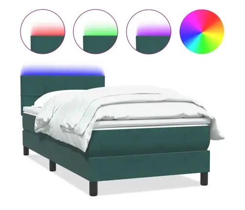 Kontinentaalvoodi Madrats Ja Led Tumeroheline 80X220 Cm Samet