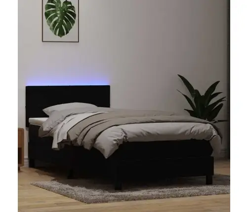 Kontinentaalvoodi Madrats Ja Led, Must, 90X220 cm Samet