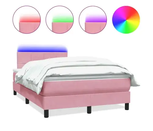 Lova Su Spyruokliniu/Čiužiniu/Led, Rožinė, 120X220 cm Aksomas