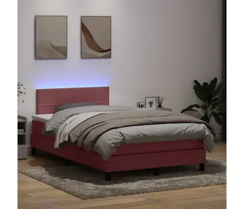 Lova Su Spyruokliniu/Čiužiniu/Led, Rožinė, 120X220 cm Aksomas