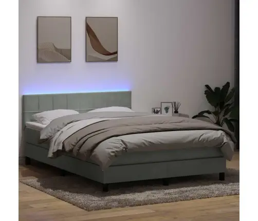 Lova Su Spyruokliniu/Čiužiniu/Led, Šviesiai Pilka, 160X220 cm Aksomas