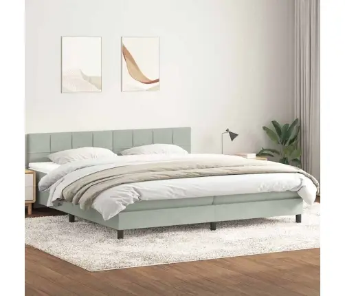 Kontinentaalvoodi Madrats Ja Led, Helehall, 180X220 cm Samet