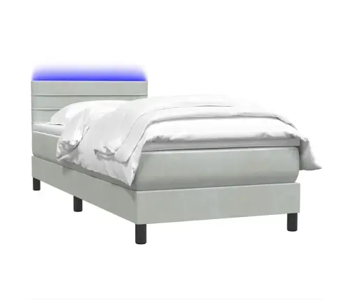 Kontinentaalvoodi Madrats Ja Led, Helehall, 100X210 cm Samet