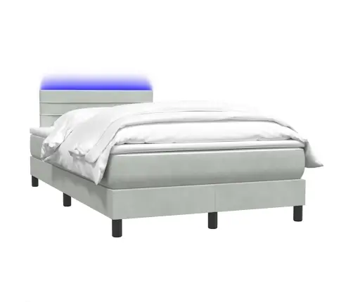 Atsperu Gulta Ar Matraci, Led, Gaiši Pelēka Samts, 120X210 Cm Vidaxl