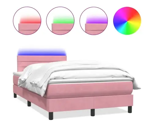 Kontinentaalvoodi Madrats Ja Led, Roosa, 120X210 cm Samet