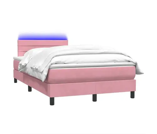 Kontinentaalvoodi Madrats Ja Led, Roosa, 120X210 cm Samet