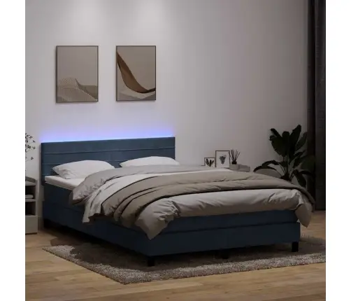 Atsperu Gulta Ar Matraci, Led, Tumši Pelēka Samts, 140X210 Cm Vidaxl