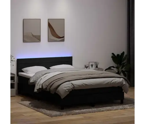 Atsperu Gulta Ar Matraci, Led, Melna Samts, 140X210 Cm Vidaxl