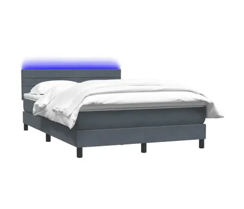 Atsperu Gulta Ar Matraci, Led, Tumši Pelēka Samts, 160X210 Cm Vidaxl