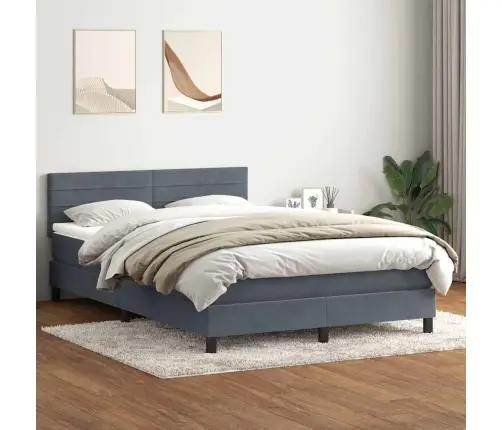 Atsperu Gulta Ar Matraci, Led, Tumši Pelēka Samts, 160X210 Cm Vidaxl