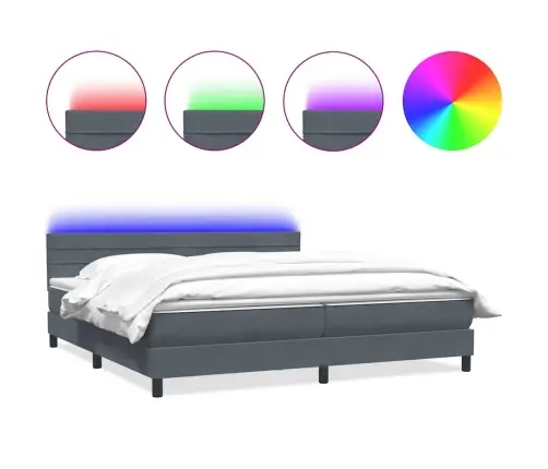 Kontinentaalvoodi Madrats Ja Led, Tumehall, 180X210 cm Samet