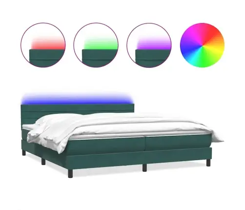 Lova Su Spyruokliniu/Čiužiniu/Led, Tamsiai Žalia, 180X210 cm Aksomas