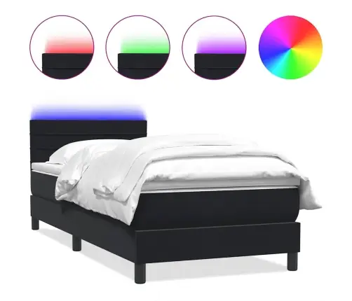 Kontinentaalvoodi Madrats Ja Led, Must, 80X220 cm Samet