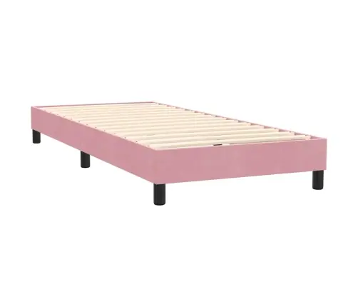 Atsperu Gulta Ar Matraci, Led, Rozā Samts, 90X220 Cm Vidaxl