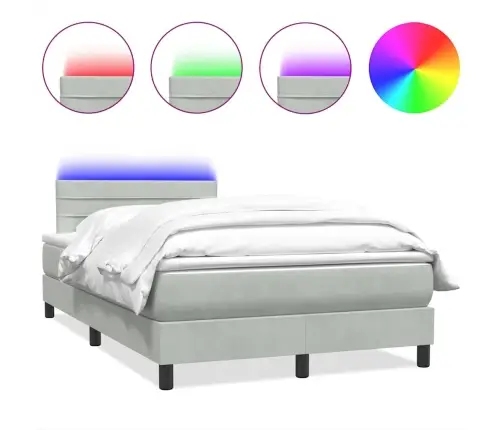 Kontinentaalvoodi Madrats Ja Led, Helehall, 120X220 cm Samet