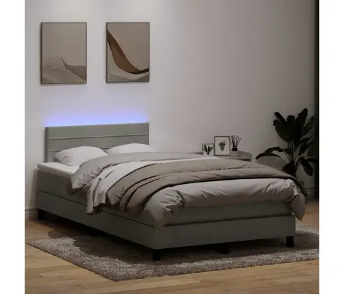 Kontinentaalvoodi Madrats Ja Led, Helehall, 120X220 cm Samet