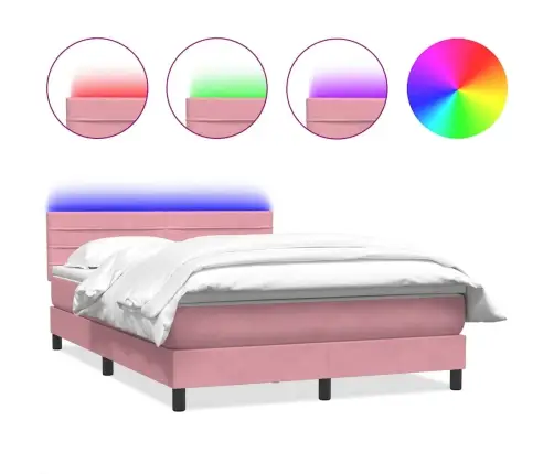 Kontinentaalvoodi Madrats Ja Led Roosa 140X220 Cm Samet