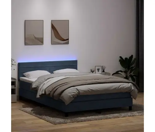 Atsperu Gulta Ar Matraci, Led, Tumši Pelēka Samts, 160X220 Cm Vidaxl