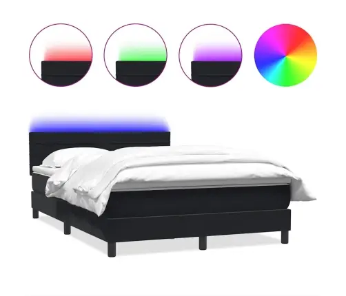 Atsperu Gulta Ar Matraci, Led, Melns, 160X220 Cm Vidaxl