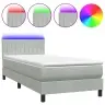 Atsperu Gulta Ar Matraci, Led, Gaiši Pelēks 80X210 Cm Samts Vidaxl