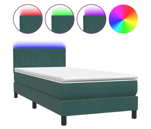 Kontinentaalvoodi Madrats Ja Led Tumeroheline 90X210 Cm Samet