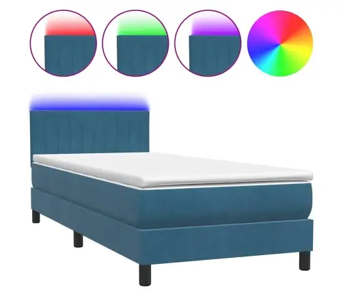 Kontinentaalvoodi Madrats Ja Led Tumesinine 90X210 Cm Samet