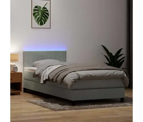 Kontinentaalvoodi Madrats Ja Led, Helehall, 100X210 cm Samet