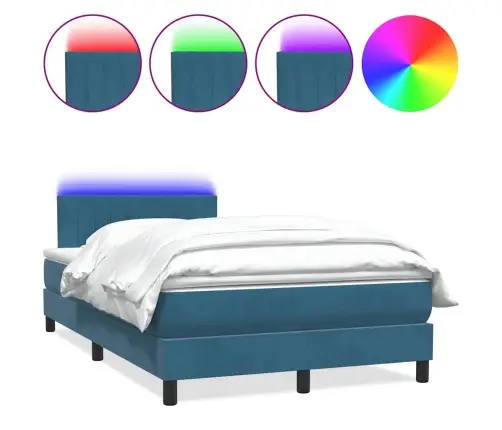 Lova Su Spyruokliniu/Čiužiniu/Led, Tamsiai Mėlyna, 120X210 cm Aksomas