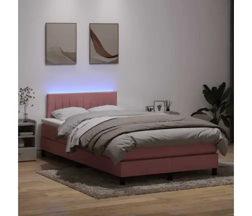 Lova Su Spyruokliniu/Čiužiniu/Led, Rožinė, 120X210 cm Aksomas