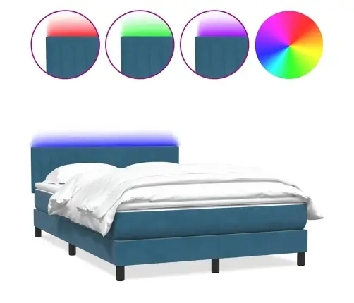 Lova Su Spyruokliniu/Čiužiniu/Led, Tamsiai Mėlyna, 140X210 cm Aksomas