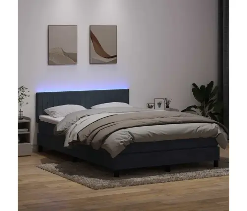Atsperu Gulta Ar Matraci, Led, Tumši Pelēka Samts, 160X210 Cm Vidaxl