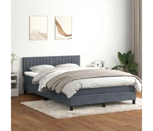 Atsperu Gulta Ar Matraci, Led, Tumši Pelēka Samts, 160X210 Cm Vidaxl