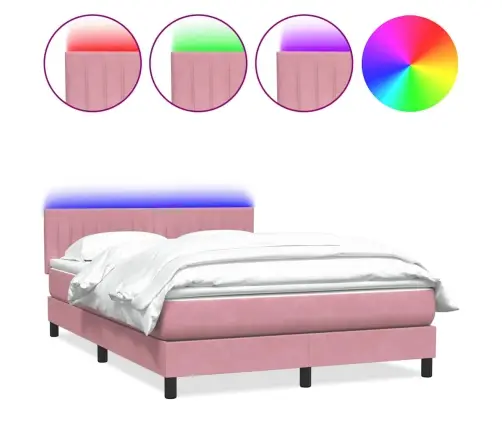 Kontinentaalvoodi Madrats Ja Led, Roosa, 160X210 cm Samet