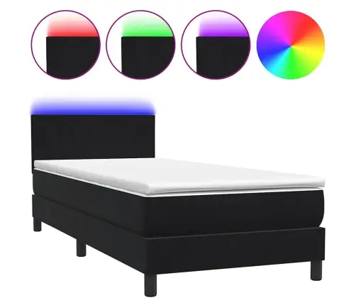 Kontinentaalvoodi Madrats Ja Led, Must, 90X220 cm Samet