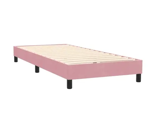 Atsperu Gulta Ar Matraci, Led, Rozā Samts, 90X220 Cm Vidaxl