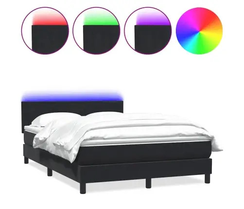 Atsperu Gulta Ar Matraci, Led, Melns, 160X220 Cm Vidaxl