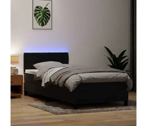Kontinentaalvoodi Madrats Ja Led, Must, 90X210 cm Samet