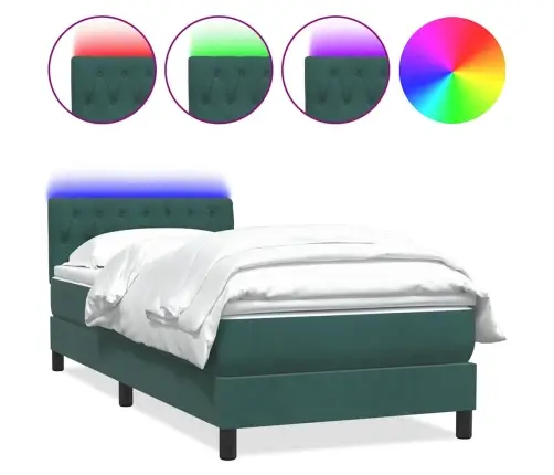 Lova Su Spyruokliniu/Čiužiniu/Led, Tamsiai Žalia, 90X210 cm Aksomas