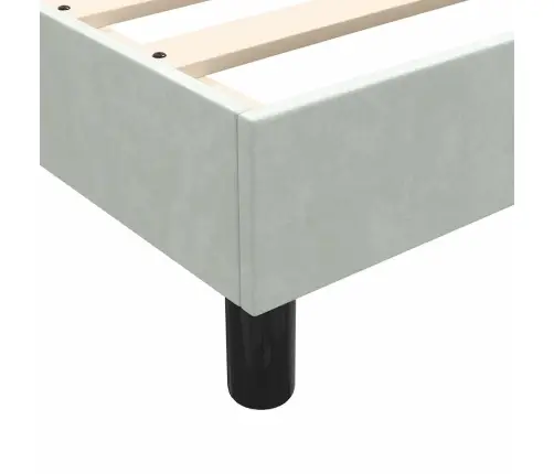 Atsperu Gulta Ar Matraci, Led, Gaiši Pelēka Samts, 100X210 Cm Vidaxl