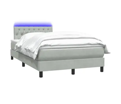 Atsperu Gulta Ar Matraci, Led, Gaiši Pelēka Samts, 120X210 Cm Vidaxl