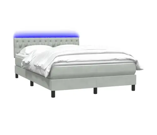 Atsperu Gulta Ar Matraci, Led, Gaiši Pelēka Samts, 140X210 Cm Vidaxl